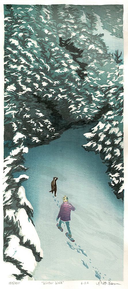 Matt Brown Woodblock Print Winter Walk